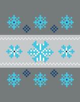 Pixel Snowflake Pattern in Nordic Style vector
