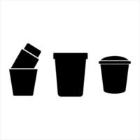 Three container silhouettes simple cup pot and lidded jar silhouette vector