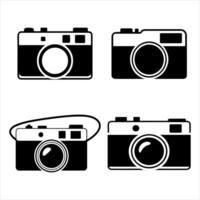 four black and white photos of different types of cameras vector