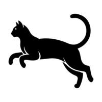 a black cat running on a white background vector
