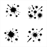 Ink splatter and brush silhouette set vector