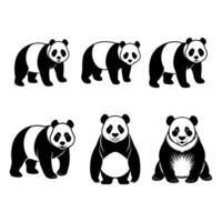 set of panda bear icons illustration vector
