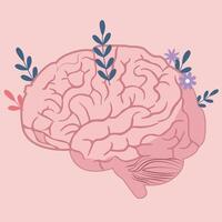 Mental Health Awareness Brain Growth and Positivity for Brain Health vector