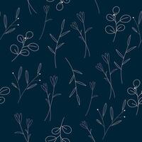 seamless background pattern. Background image white petals and flowers on a dark blue background. Background image for wallpaper screensaver, painting vector