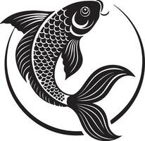 Abstract fish design with circular motion, soft tails, and subtle fins symbolizing continuity, peace, and balance in aquatic environments. vector