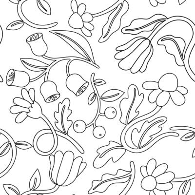 Coloring. Seamless pattern of flowers. Illustration in doodle style