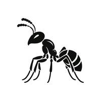 Ant silhouette illustration black insect icon isolated on white background simple crawling bug design element for logo or nature concept vector