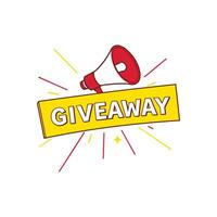 Promotional megaphone announcing giveaway with bold text for digital marketing illustration vector
