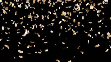 Golden confetti falling gracefully against transparent background. Perfect for enhancing festive occasions, parties, and celebrations themes. 3D animation, overlay with alpha channel. video