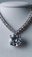 Stunning diamond necklace with intricate design showcased on elegant display photo