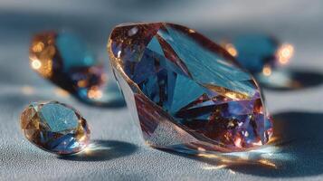 Stunning collection of blue and brown gemstones reflecting light beautifully in intricate patterns photo