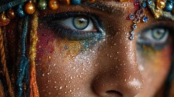 Glistening beauty with vibrant colors and intricate adornments captured in close-up photo
