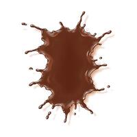 Realistic illustration of a chocolate splash spreading dynamically on a white background. Perfect for foodthemed designs, advertising, or packaging projects. vector