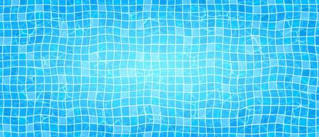 Background of the water in the pool, top view. Abstract illustration of a swimming pool tile pattern in vibrant blue shades. The rippled water effect creates a sense of movement and freshness. vector