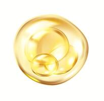 Golden collagen molecules in protective membrane realistic illustration. Molecular structure for study 3d object on white background vector