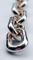 Metallic chain link design showcasing shiny silver and gold finishes crafted with precision for industrial applications photo
