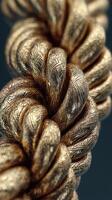High-quality close-up view of intricately designed metallic rope with detailed texture showcasing craftsmanship and artistry photo