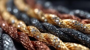 Intricate metallic threads with sparkling accents showcase exquisite craftsmanship and elegance in jewelry design photo