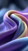 Delicate swirling fabric showcases vibrant colors and intricate textures under soft lighting photo
