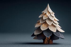 Elegant handcrafted paper tree with layered leaves and subtle lighting on dark background photo