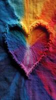 Colorful heart design created through textile dyeing techniques in a vibrant artistic display photo