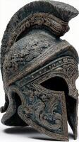 Detailed depiction of an ornate Roman helmet showcasing craftsmanship and design elements from antiquity photo