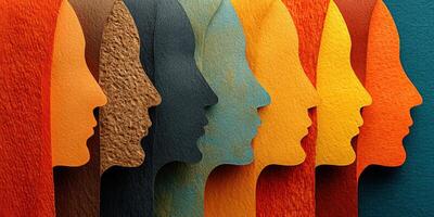 Cut paper silhouettes representing diversity and unity in an artistic display on a textured background photo