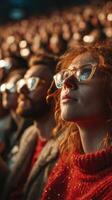 Audience immersed in an engaging performance during evening event showcasing vibrant lighting and captivating atmosphere photo
