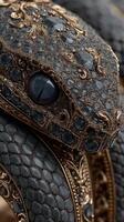 Intricate black diamond snake sculpture showcasing detailed craftsmanship and luxury design photo
