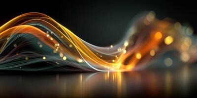 Dynamic light waves creating a mesmerizing abstract design in dark surroundings with glowing effects and smooth motion photo