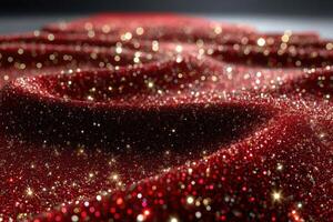Sparkling red glitter texture creates a mesmerizing background effect for festive celebrations and artistic presentations photo