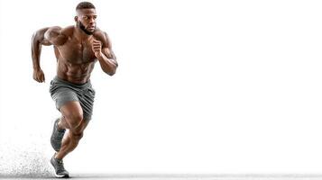 Runner sprinting on a track with determination during daytime workout session photo