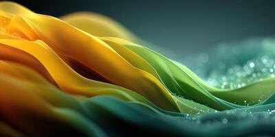 Colorful waves of fabric flowing gracefully under soft lighting at an art studio photo