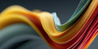 Colorful wave of flowing fabric creates an abstract pattern in stunning detail, showcasing intricate shades and textures photo