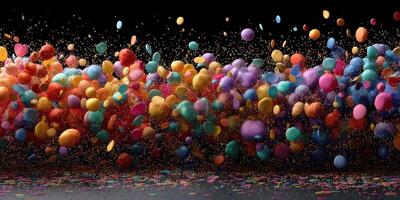 Colorful explosion of dots and particles creating a vibrant abstract backdrop in a dynamic display of motion photo