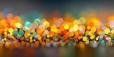 Colorful bokeh lights create a vibrant atmosphere in a nighttime city setting during a festive celebration photo