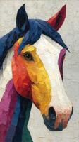 Colorful abstract representation of horse head with vibrant patterns in creative art style photo