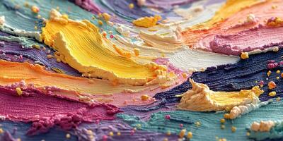 Colorful abstract texture created with thick paint in bright hues showcasing artistic expression photo