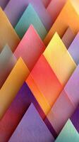 Vibrant layering of colored paper sheets creating a dynamic visual display in abstract art photo
