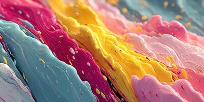 Colorful abstract waves of paint flowing in vibrant patterns create a dynamic visual experience photo