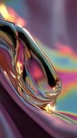 Unique blend of metallic liquid on vibrant fabric creates mesmerizing reflections and colors photo