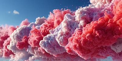 Colorful clouds swirl in the sky during sunset, creating a stunning display of pink and white hues over the horizon photo