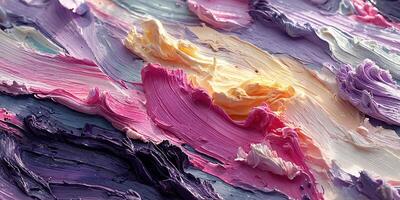 Texture of vibrant oil paint swirls on canvas capturing artistic expression in a creative studio photo