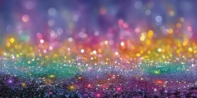 Colorful sparkle background with shimmering lights creating an enchanting atmosphere at twilight photo