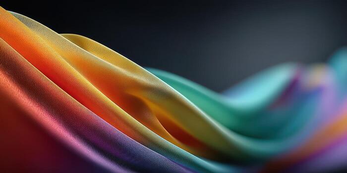 Colorful fabric waves create a vibrant and dynamic visual composition showcasing intricate textures and gradient colors photo