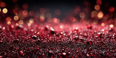 Glittering red texture with sparkling lights creates a festive atmosphere for celebrations and events photo