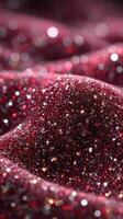 Sparkling red glitter on fabric creates a dazzling texture perfect for artistic projects or celebrations photo