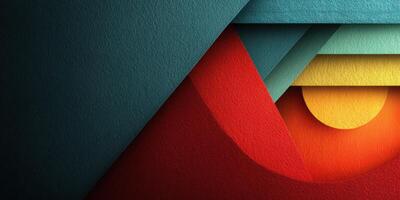 Abstract layered design showcasing geometric shapes and vibrant colors in a modern artistic composition photo