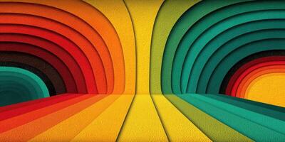 Vibrant abstract art with layered colors and curves in a modern design setting photo
