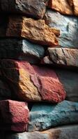 Layered stones showcasing vibrant colors and textures at a construction site photo